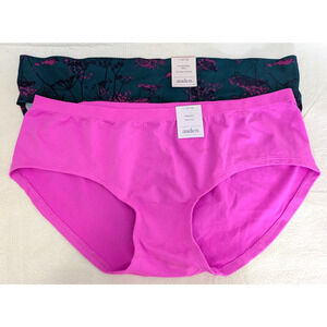 2 Womens Hipster Briefs Panty Teal Pink Size Large 12-14